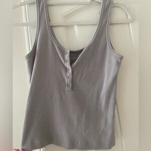 Gray A&F Ribbed Henley Tank